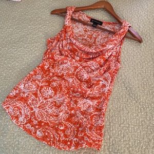 INC Patterned Orange and White Tank